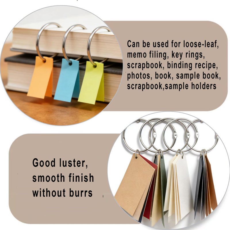 Luckkyme خواتم ربط أوراق لوس لوكيمي 8 عبوات مطلية بالنيكل لحلقات الكتب سلسلة مفاتيح 3.9 بوصة - Image 5